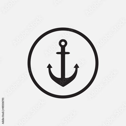 Canvastavla anchor  line  logo  illustration  design  vector  icon  symbol