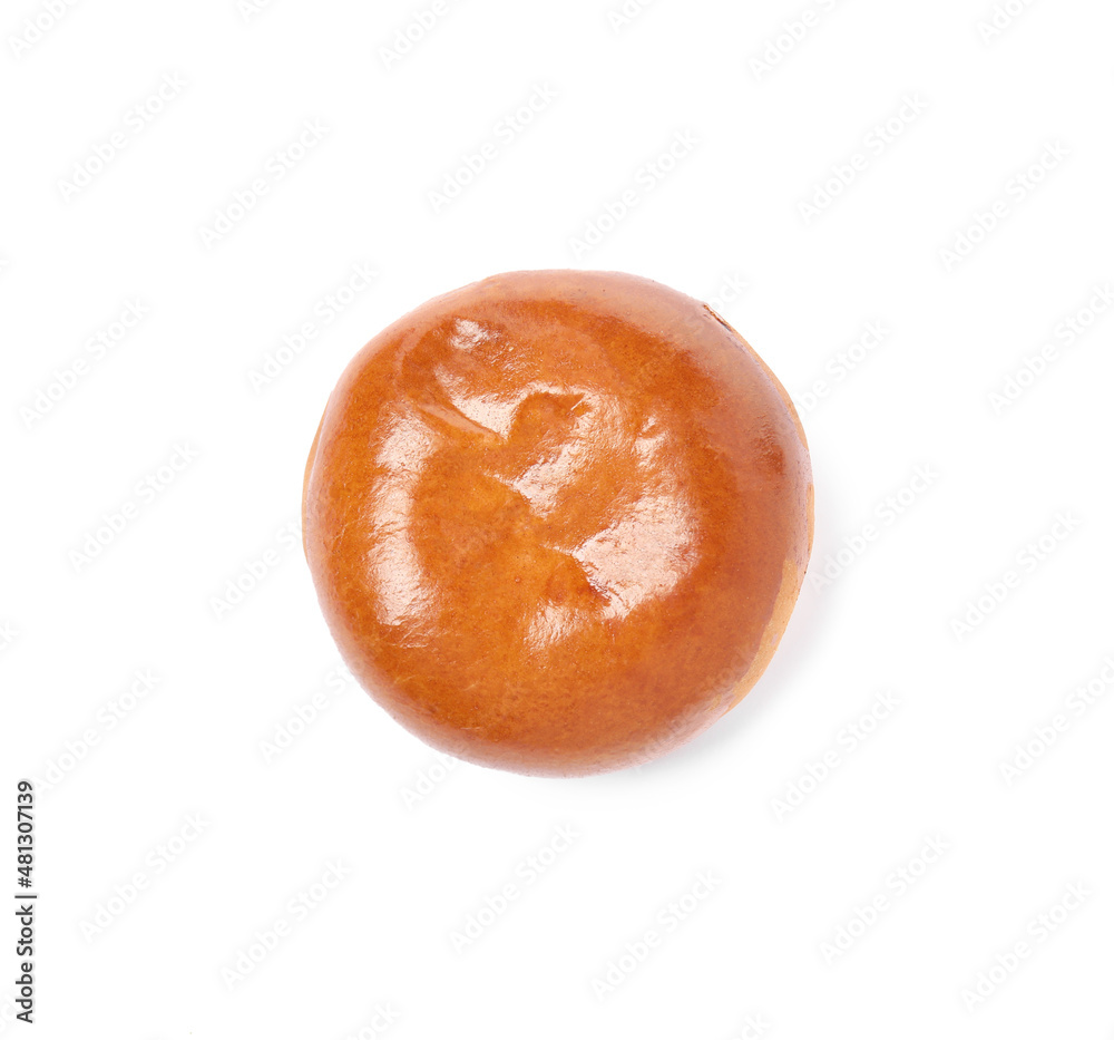 Delicious baked pirozhok on white background, top view Delicious baked pirozhok on white background, top view
