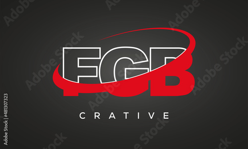 FGB creative letters logo with 360 symbol vector art template design