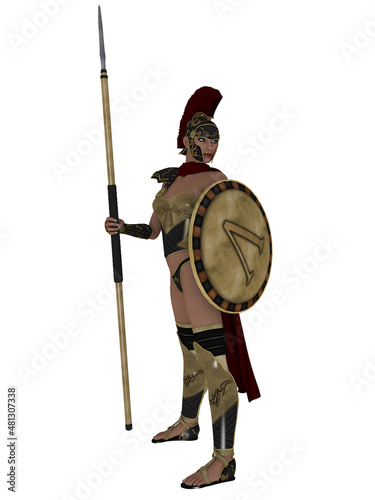 3d illustration of a woman in a roman fantasy uniform