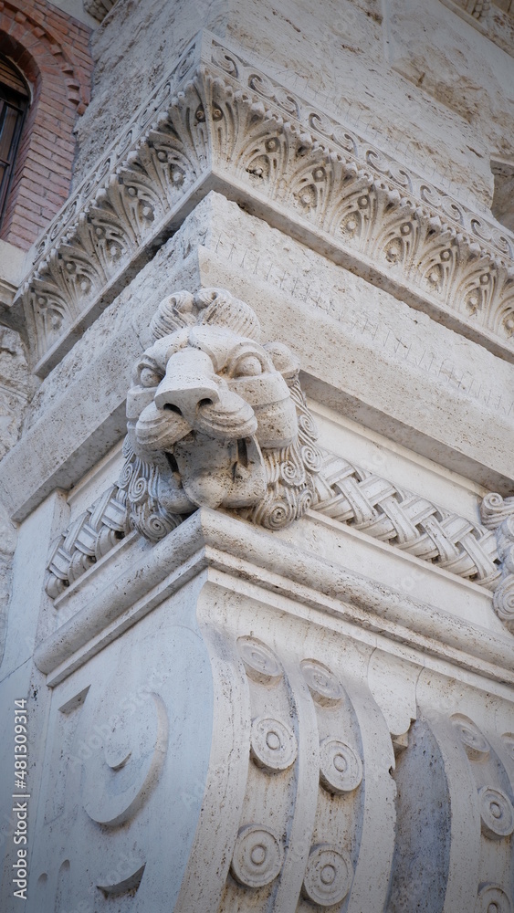 tiger head on the facade of the house tiger head on the facade of the house