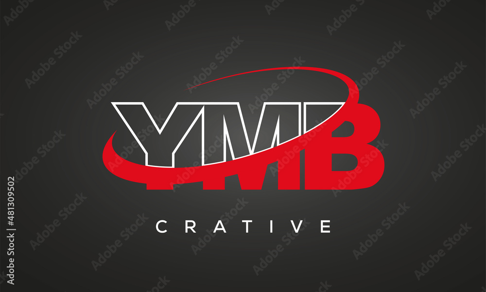 YMB creative letters logo with 360 symbol vector art template design