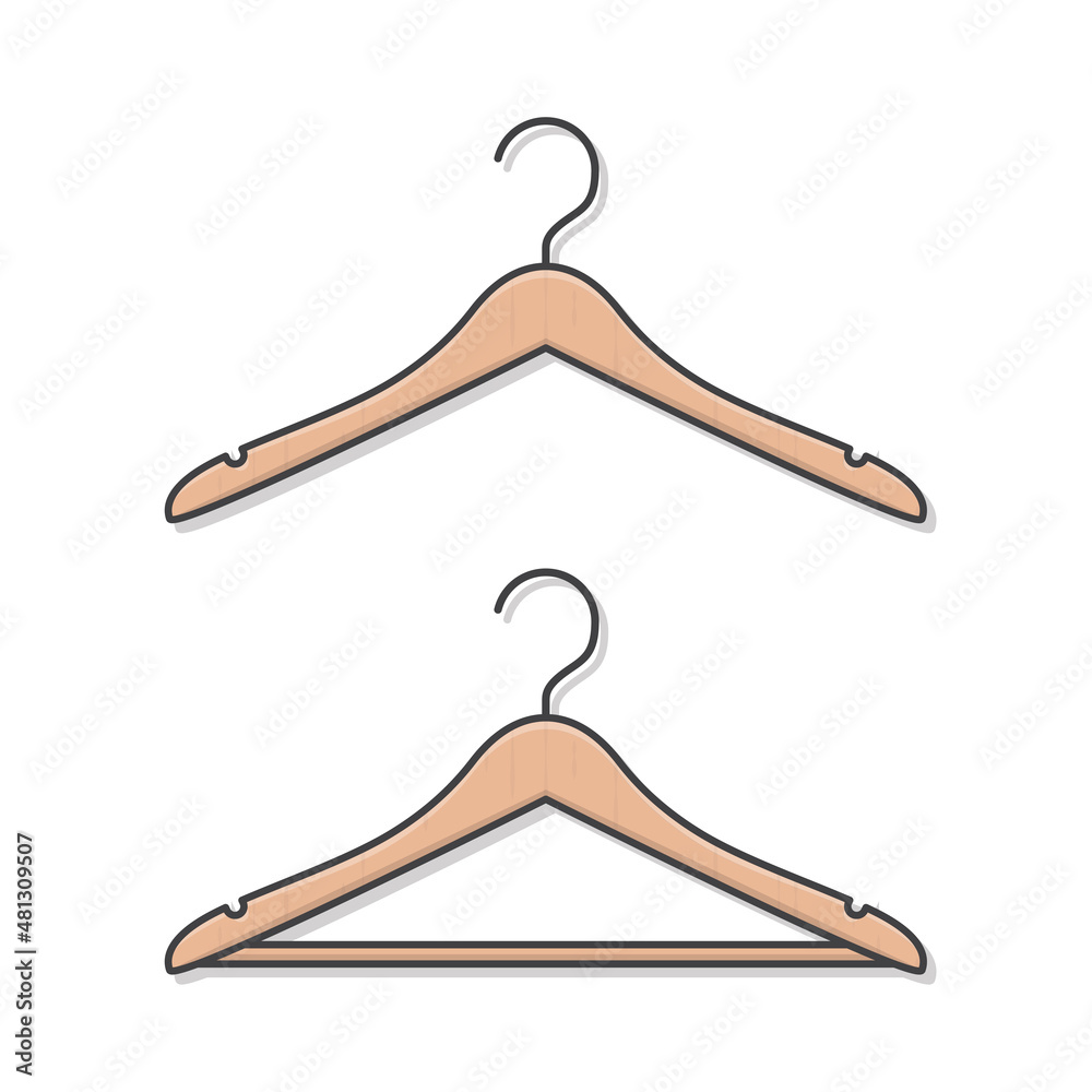 Wooden Clothes Hangers Vector Icon Illustration. Wood Hanger Flat Icon Wooden Clothes Hangers Vector Icon Illustration. Wood Hanger Flat Icon
