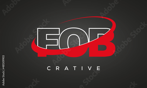 FOB creative letters logo with 360 symbol vector art template design