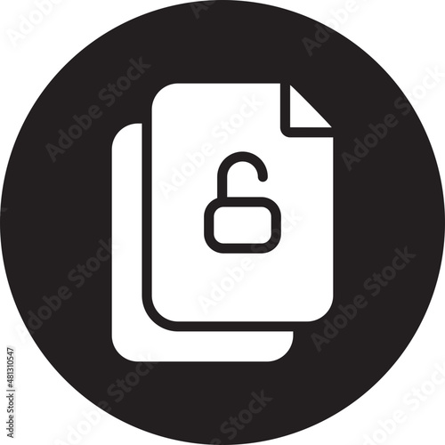 Document unlock glyph icon