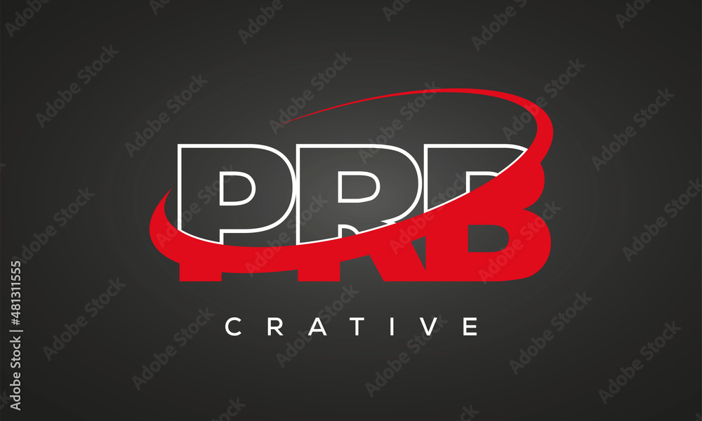 PRB creative letters logo with 360 symbol vector art template design