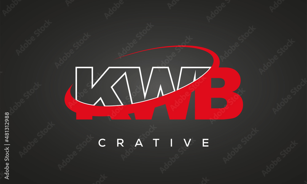 KWB creative letters logo with 360 symbol vector art template design