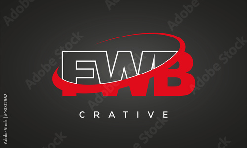 FWB creative letters logo with 360 symbol vector art template design photo