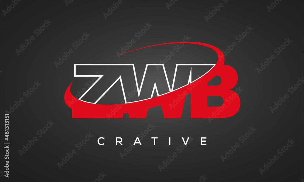 ZWB creative letters logo with 360 symbol vector art template design