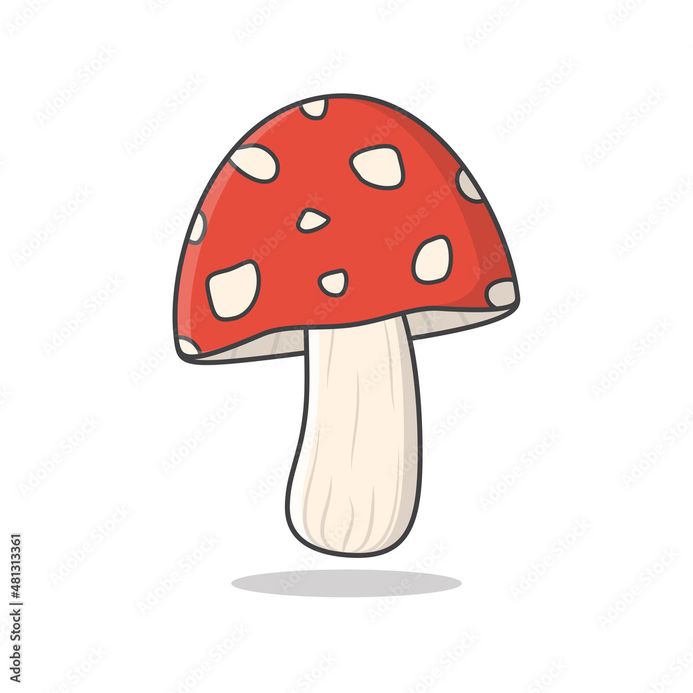 Mushroom Vector Icon Illustration. Amanita Mushroom Flat Icon