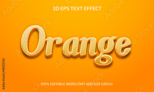 Orange 3d editable text effect style
