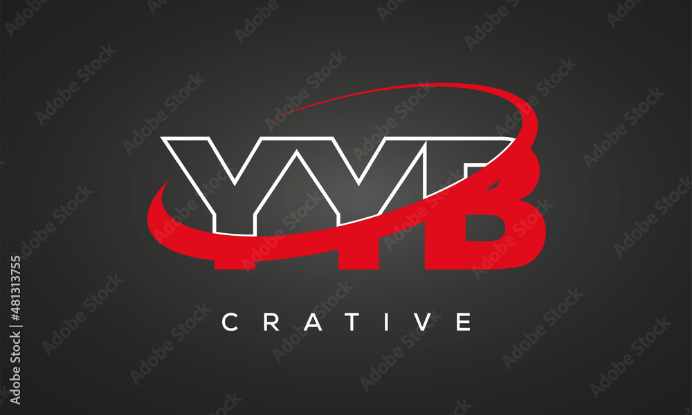 YYB creative letters logo with 360 symbol vector art template design