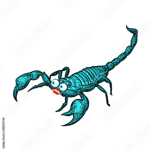 Cartoon Scorpion sketch. linear terrestrial arachnid. Vector illustration