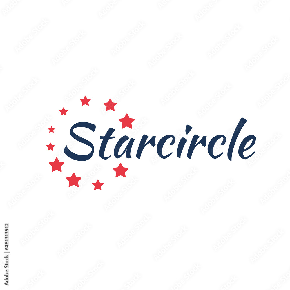 Abstract Circular Halftone Star Dots. Stars Logo Design. Stock vector illustration isolated on white background.