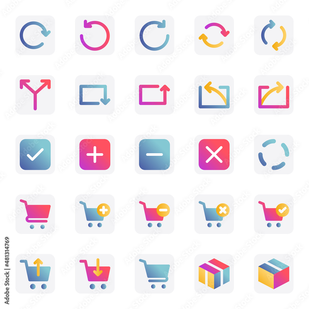 Gradient color icons for universal web & mobile.