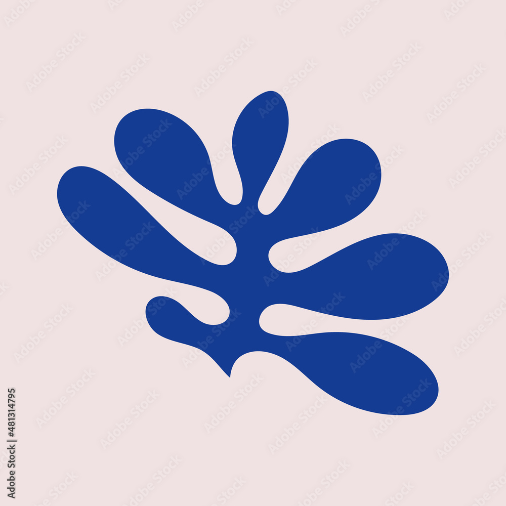 Abstract seaweed silhouette cut out. Flat vector illustration of organic plant in collage technique isolated. Inspired by Henri Matisse. Abstract seaweed silhouette cut out. Flat vector illustration of organic plant in collage technique isolated. Inspired by Henri Matisse.