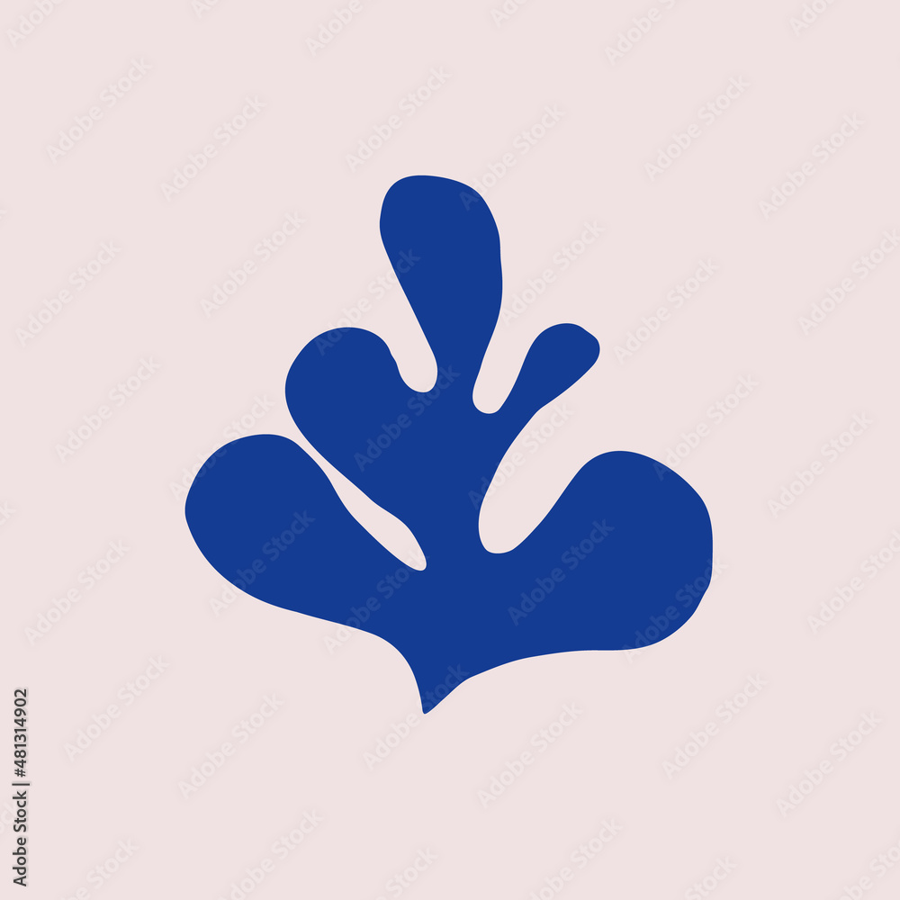 Abstract seaweed silhouette cut out. Flat vector illustration of organic plant in collage technique isolated. Inspired by Henri Matisse. Abstract seaweed silhouette cut out. Flat vector illustration of organic plant in collage technique isolated. Inspired by Henri Matisse.