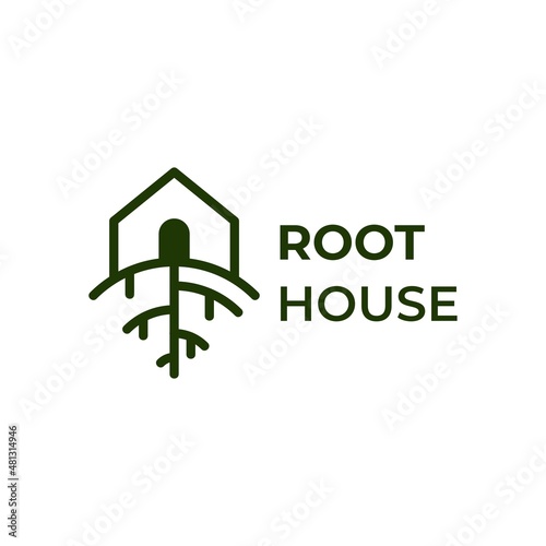 Tree root house home logo design