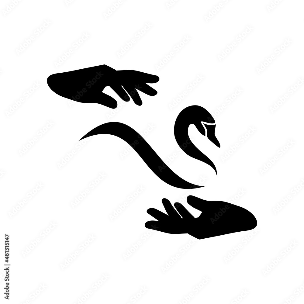 Hands Swan logo design isolated on white background Hands Swan logo design isolated on white background