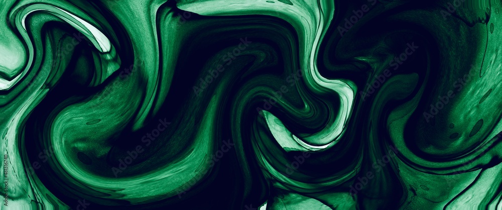 Fototapeta premium Green abstract background, alcohol ink painting, luxury marble texture, mix of colours, wallpaper for printed materials, trendy decoration for wall art