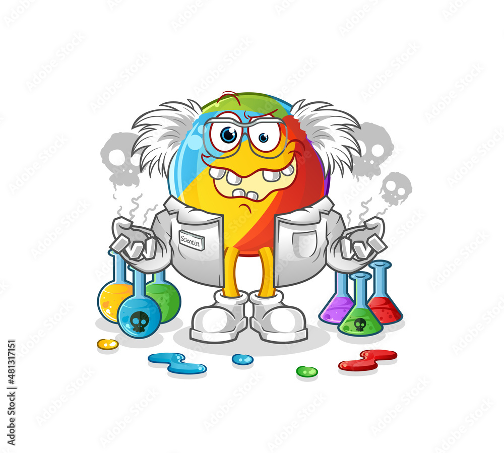 beach ball mad scientist illustration. character vector