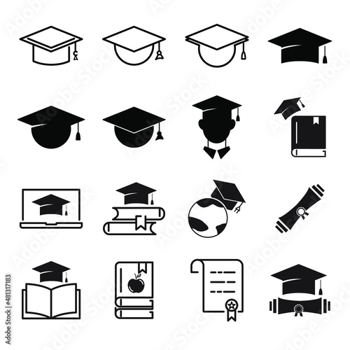 graduate cap icons  symbol vector elements for infographic web