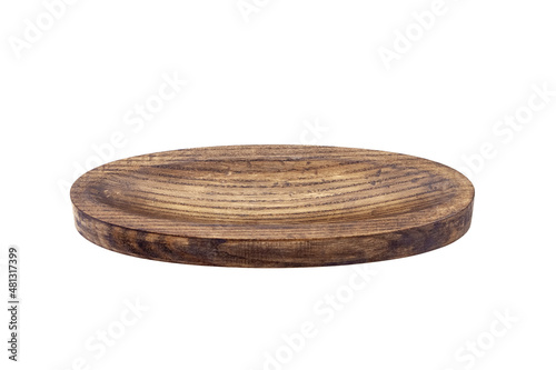 Oval serving board with recess isolated on white