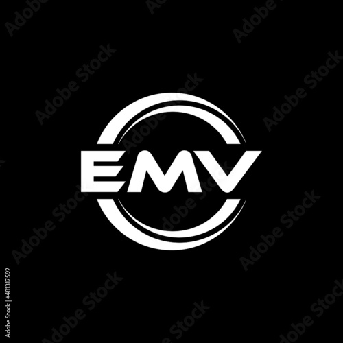 EMV letter logo design with black background in illustrator, vector logo modern alphabet font overlap style. calligraphy designs for logo, Poster, Invitation, etc.