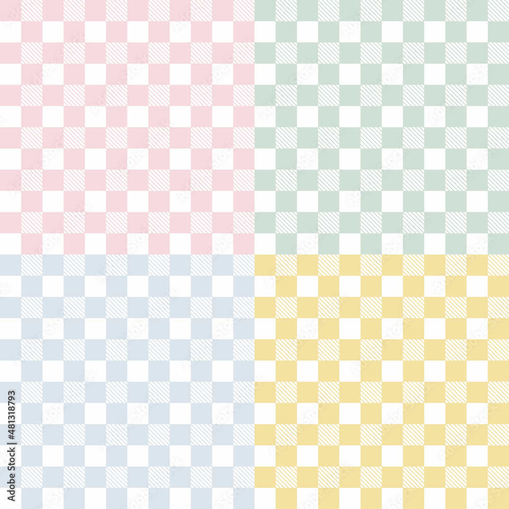 Gingham pattern vector in pastel pink and white. Seamless vichy check plaid graphic for scarf, tablecloth, wrapping, packaging, or other modern summer fabric design. Gingham pattern vector in pastel pink and white. Seamless vichy check plaid graphic for scarf, tablecloth, wrapping, packaging, or other modern summer fabric design.