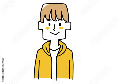基本の男の子のカジュアルな服装のアイコン　あたたかみのある手書きの人物　白バックにベクター