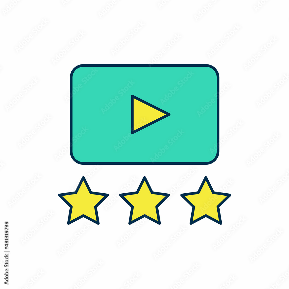 Filled outline Film or movie cinematography rating or review icon isolated on white background. Vector Filled outline Film or movie cinematography rating or review icon isolated on white background. Vector