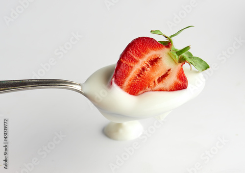 Strawberry in yogurt