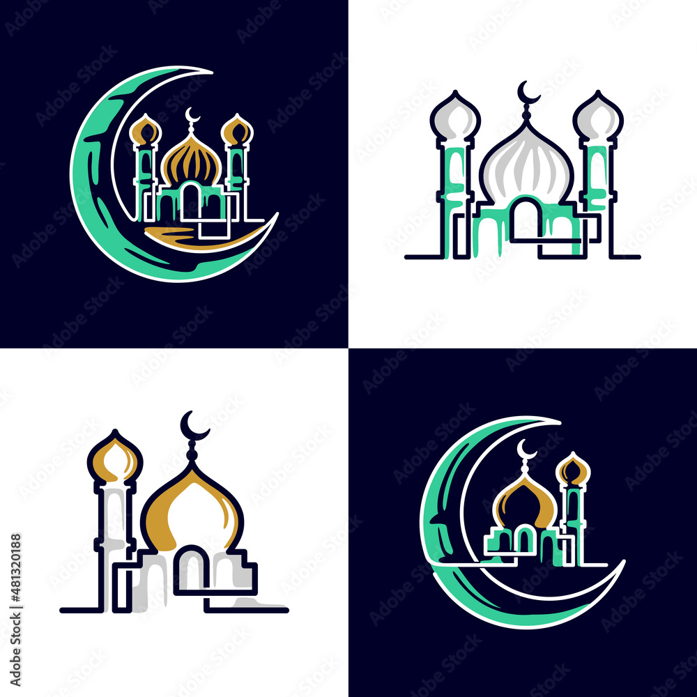 mosque logo with single line concept