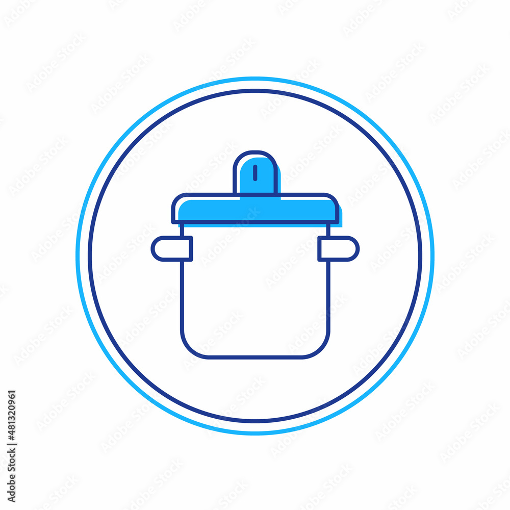 Filled outline Cooking pot icon isolated on white background. Boil or stew food symbol. Vector Filled outline Cooking pot icon isolated on white background. Boil or stew food symbol. Vector