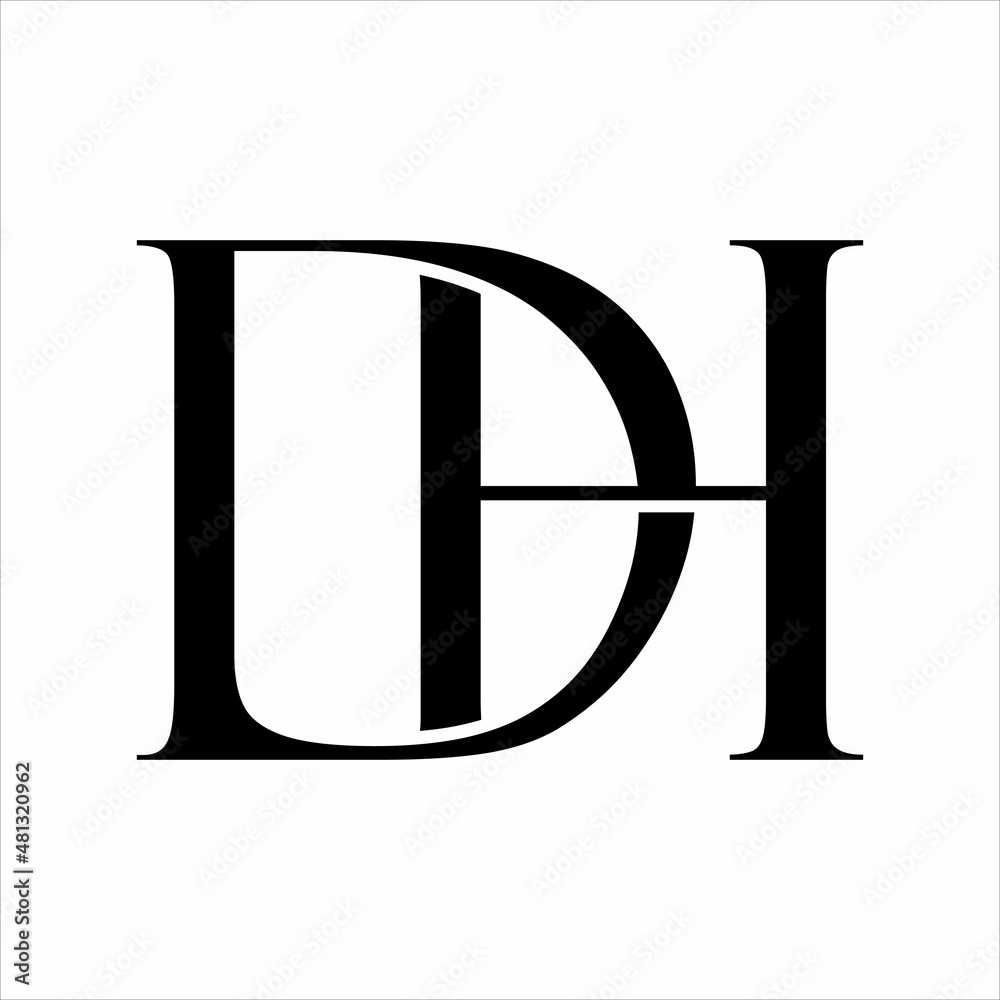 initials monogram Letter DH luxury logo design template vector on white background initials monogram Letter DH luxury logo design template vector on white background