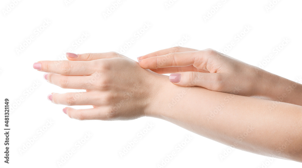 Female hands isolated on white