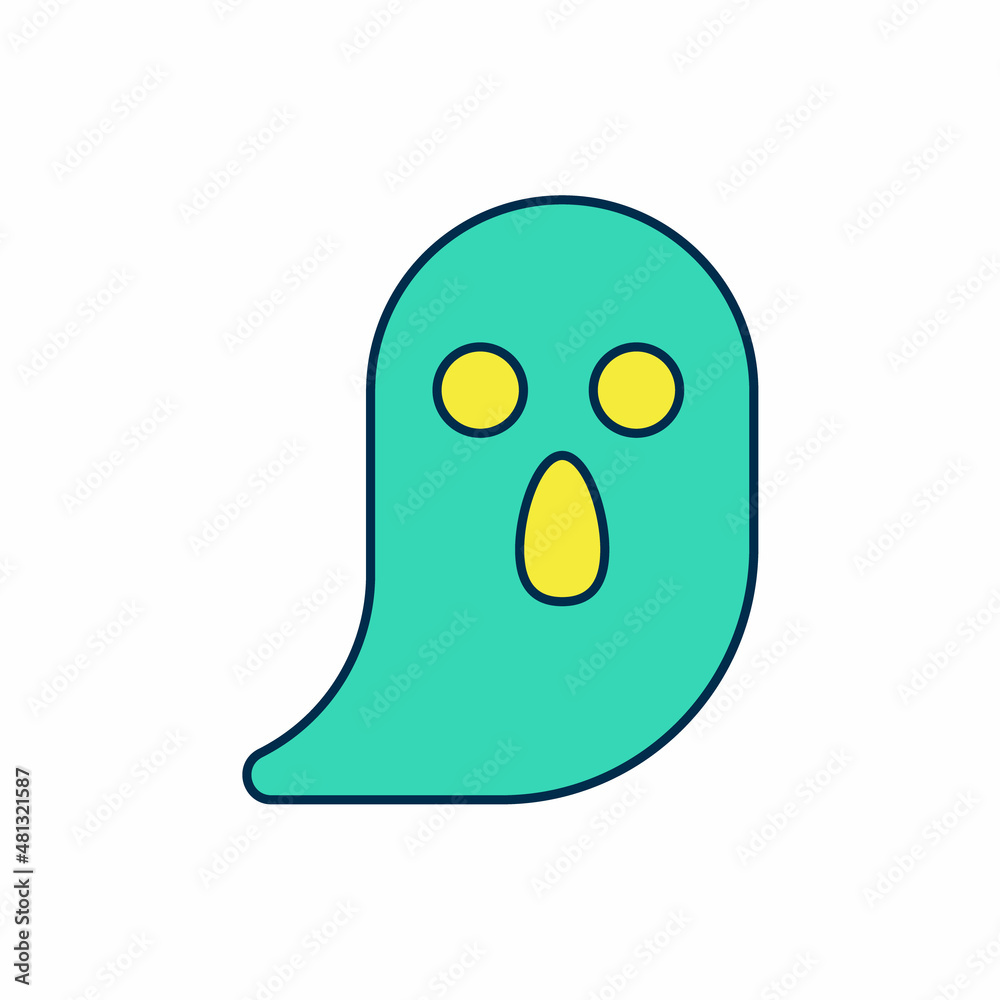 Fototapeta premium Filled outline Ghost icon isolated on white background. Happy Halloween party. Vector