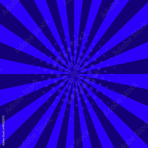 comic background halftone dots blue color.  retro sunburst effect 