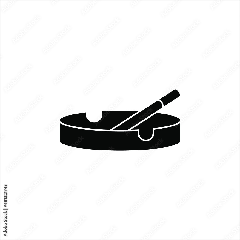 ashtray icon smoking black vector illustration on white background