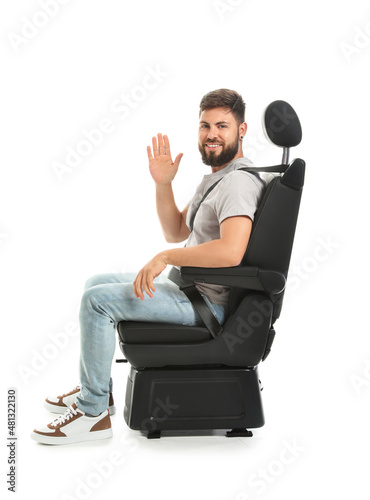 Handsome man waving hand in...