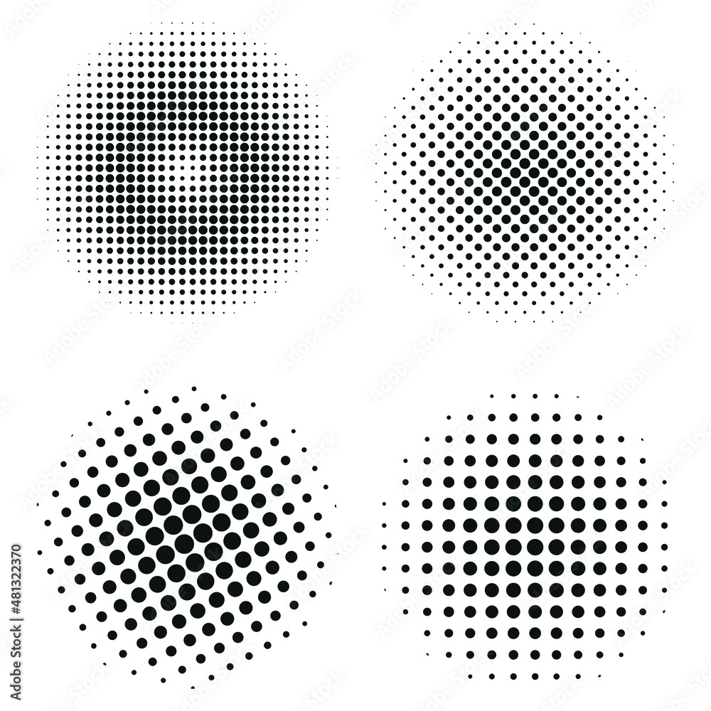 Set ot halftone circles. Halftone dot pattern