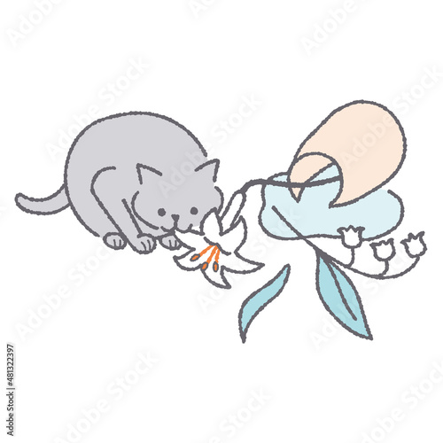 猫と倒れた花瓶