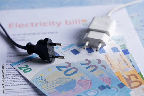 Energy crisis bill, The impact of the energy crisis on a household. Energy bill payment problems, soaring electricity prices. photo