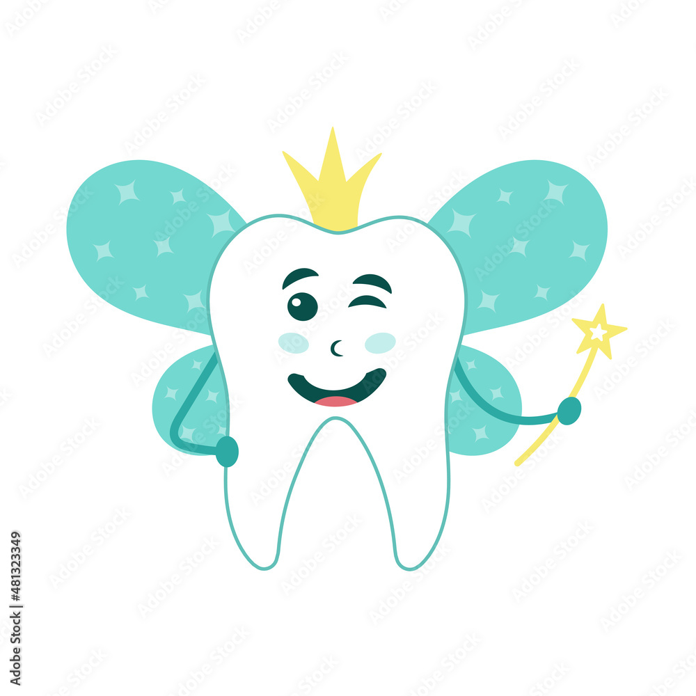 Tooth fairy holding a magic wand vector cartoon illustration Stock ...