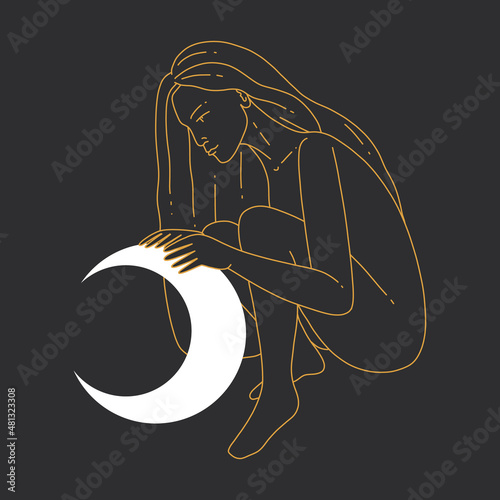 portrait of a mystical moon woman. ideal for blog astrologer or tarot