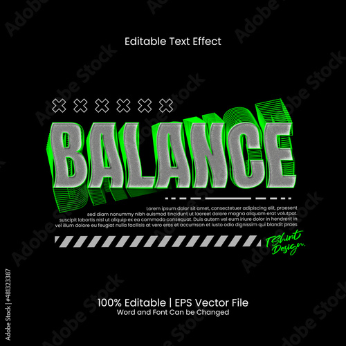 Editable text effect - Balance T-shirt design Street Wear style