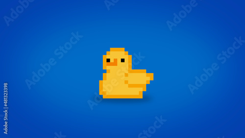 Cute pixel 8 bit rubber ducky background - high res 4k wallpaper