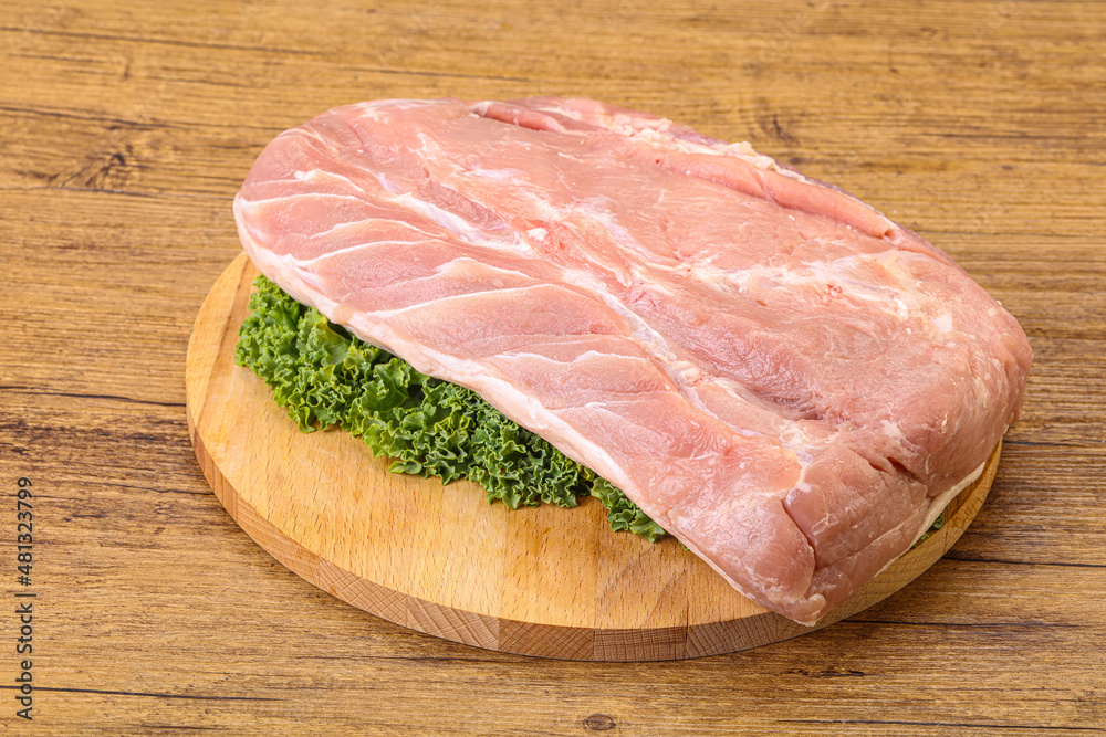 Raw pork loin for cooking