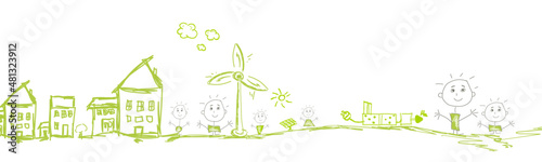 Erneuerbare Energie Grün Landschaft Band Banner Hintergrund 