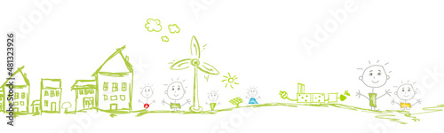 Erneuerbare Energie Band Banner Grün landschaft